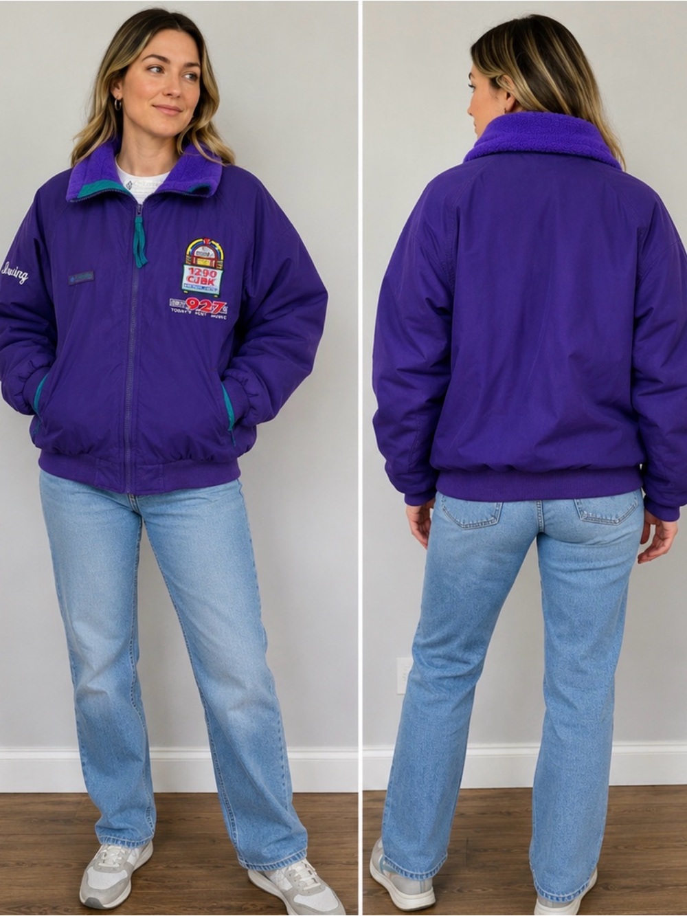 VINTAGE 90s Columbia Sportswear Fleece Lined Jacket – Rare Radio Station Promo